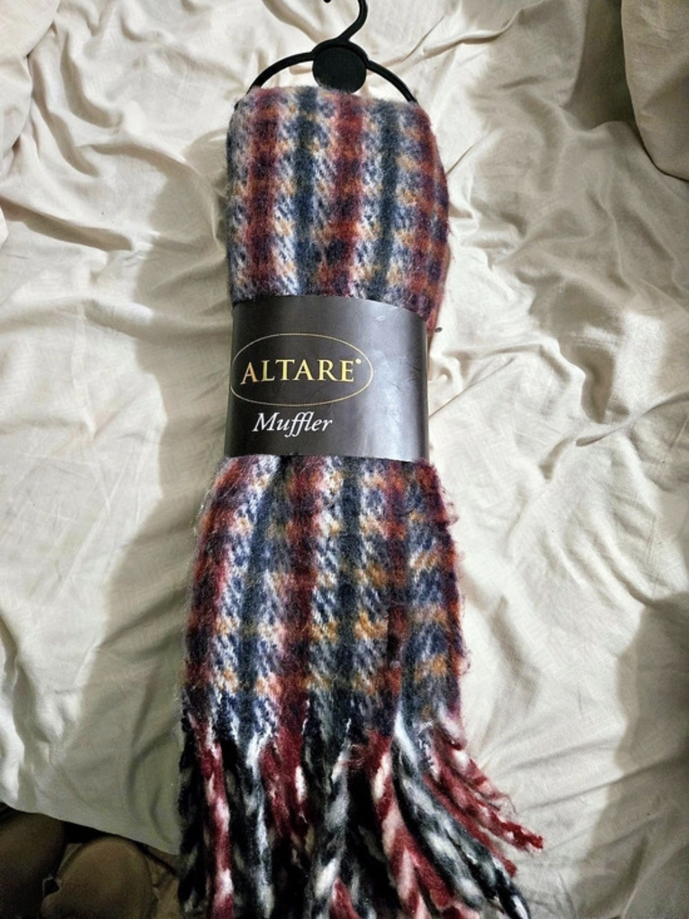 ALTARE Muffler Plaid Scarf in Blue & Red NWT